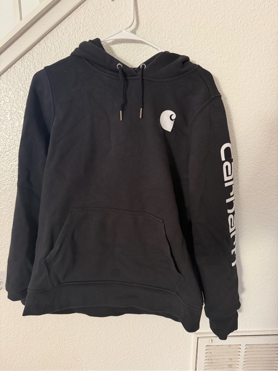 Carhartt Sweaters - Carhartt Women’s Black Crewneck Hoodie with White Logo